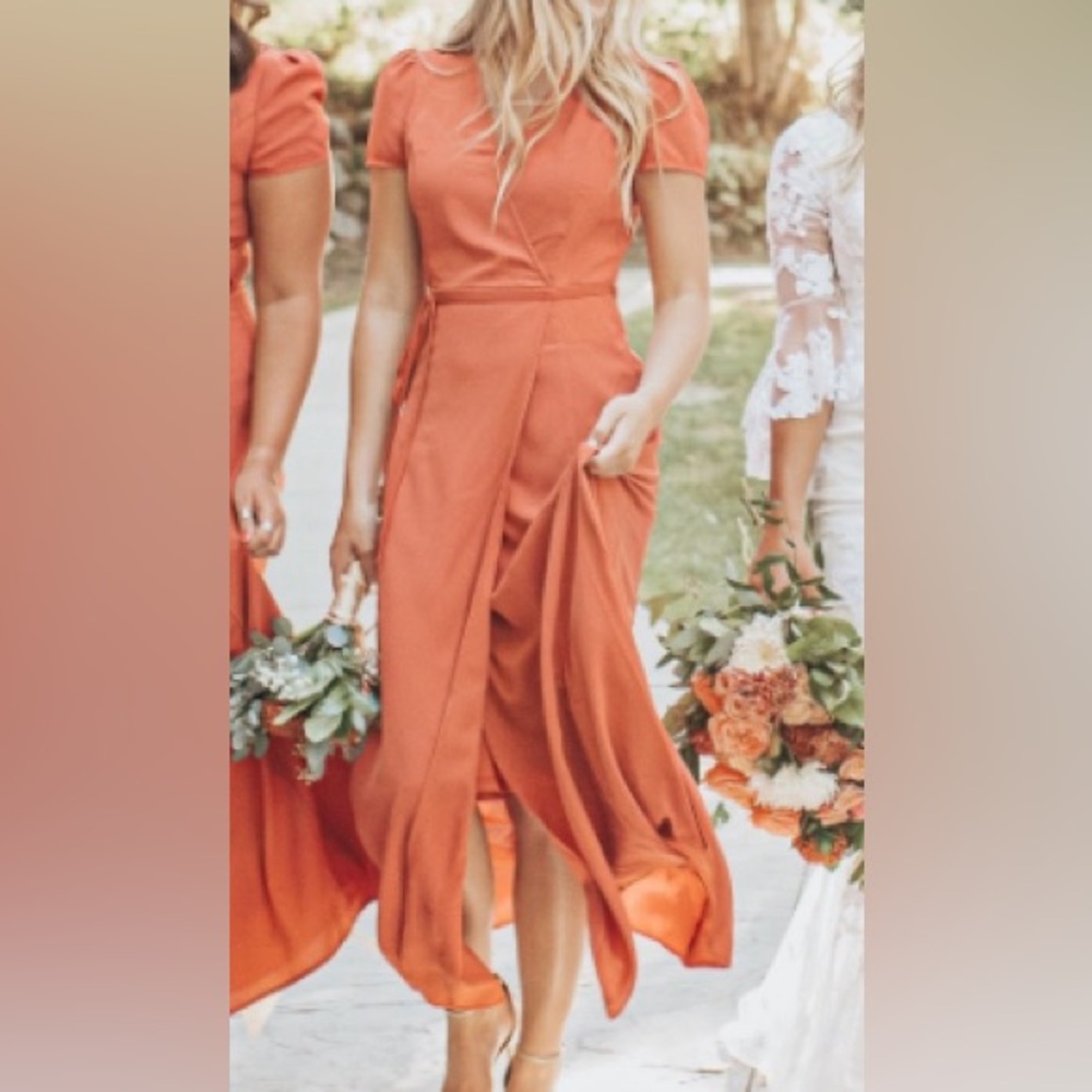 Rust colored dress size small. Great option for bridesmaid or church dress.